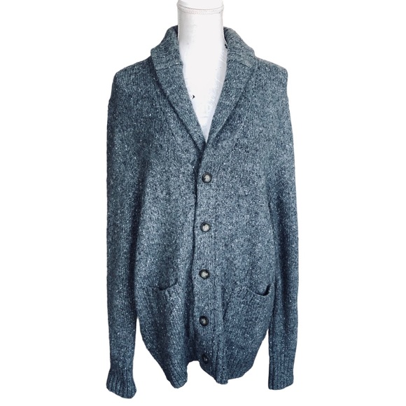 $10 NWOT HAGGAR Clothing Dark Gray Cardigan Sweater Big Buttons Wool Blend L - Picture 3 of 11